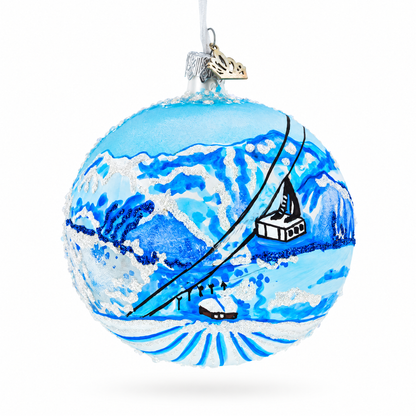 Les Trois Vallees Ski Resorts, France Glass Ball Christmas Ornament 4 Inches