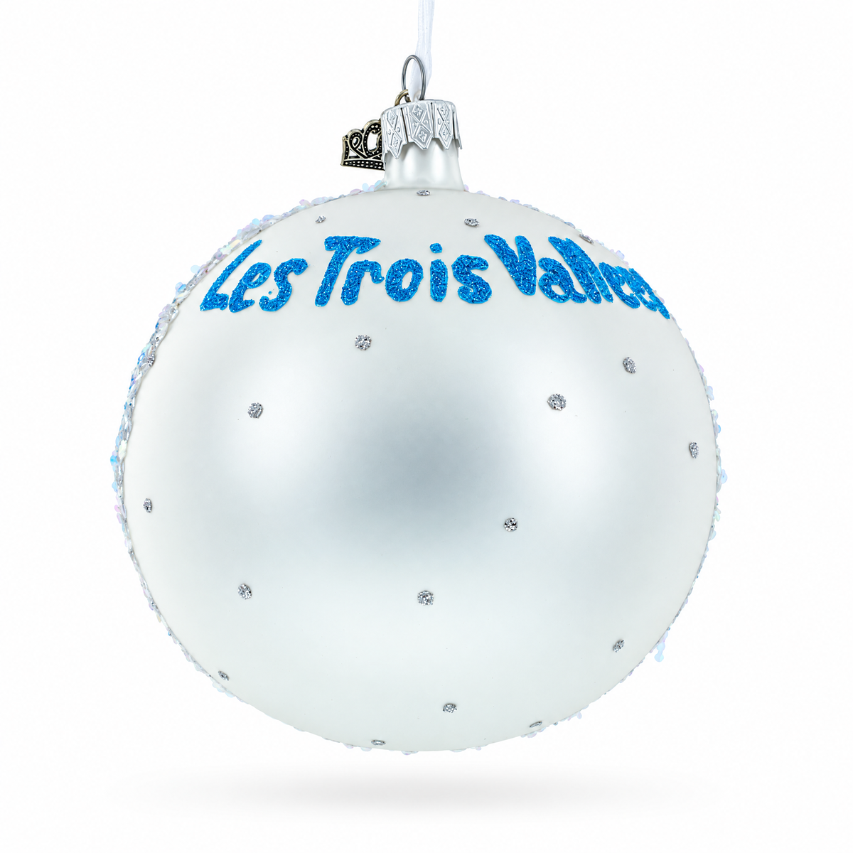 Les Trois Vallees Ski Resorts, France Glass Ball Christmas Ornament 4 Inches