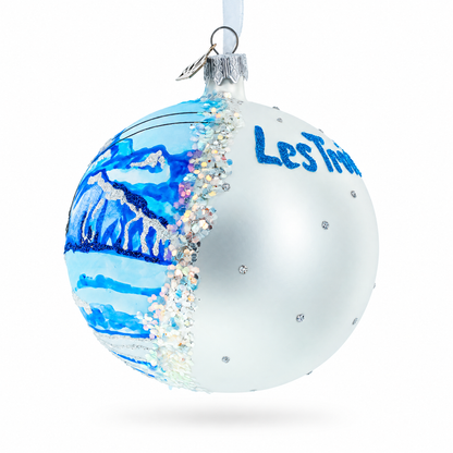 Les Trois Vallees Ski Resorts, France Glass Ball Christmas Ornament 4 Inches