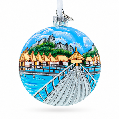 Bora Bora, French Polynesia Glass Ball Christmas Ornament 4 Inches