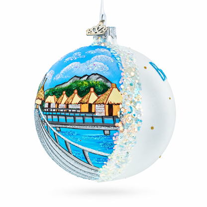 Bora Bora, French Polynesia Glass Ball Christmas Ornament 4 Inches