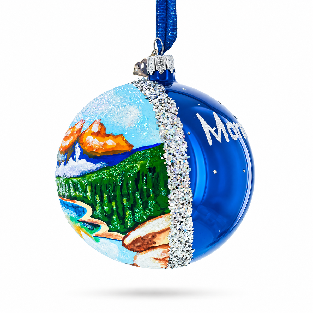 Moraine Lake near Banf, Alberta, Canada Glass Ball Christmas Ornament 4 Inches
