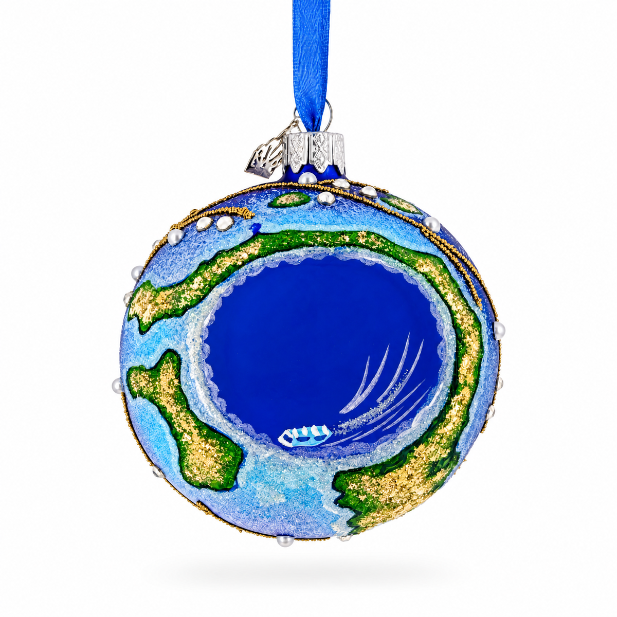 The Great Blue Hole, Belize Glass Ball Christmas Ornament 3.25 Inches