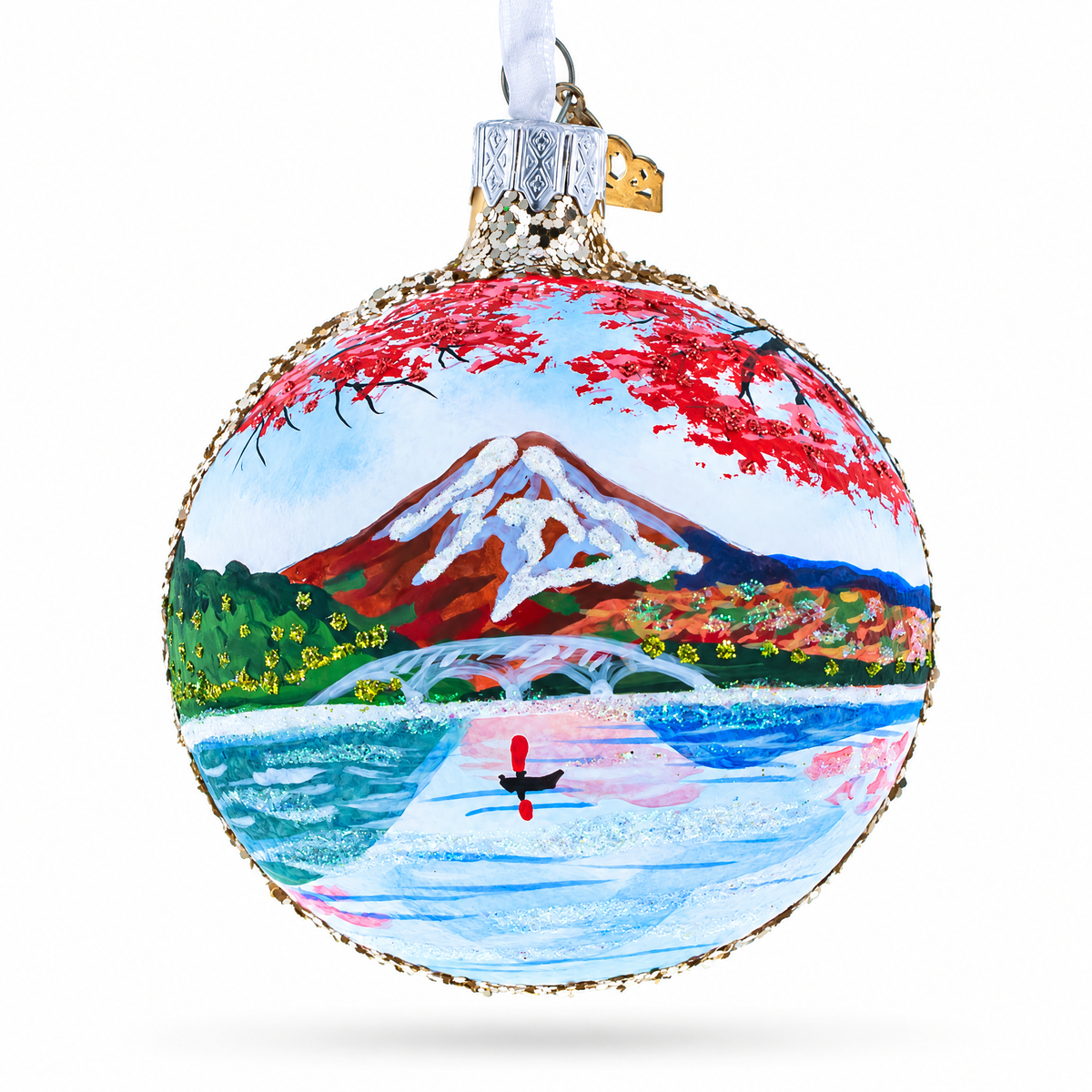 Mount Fuji, Japan Glass Ball Christmas Ornament 3.25 Inches