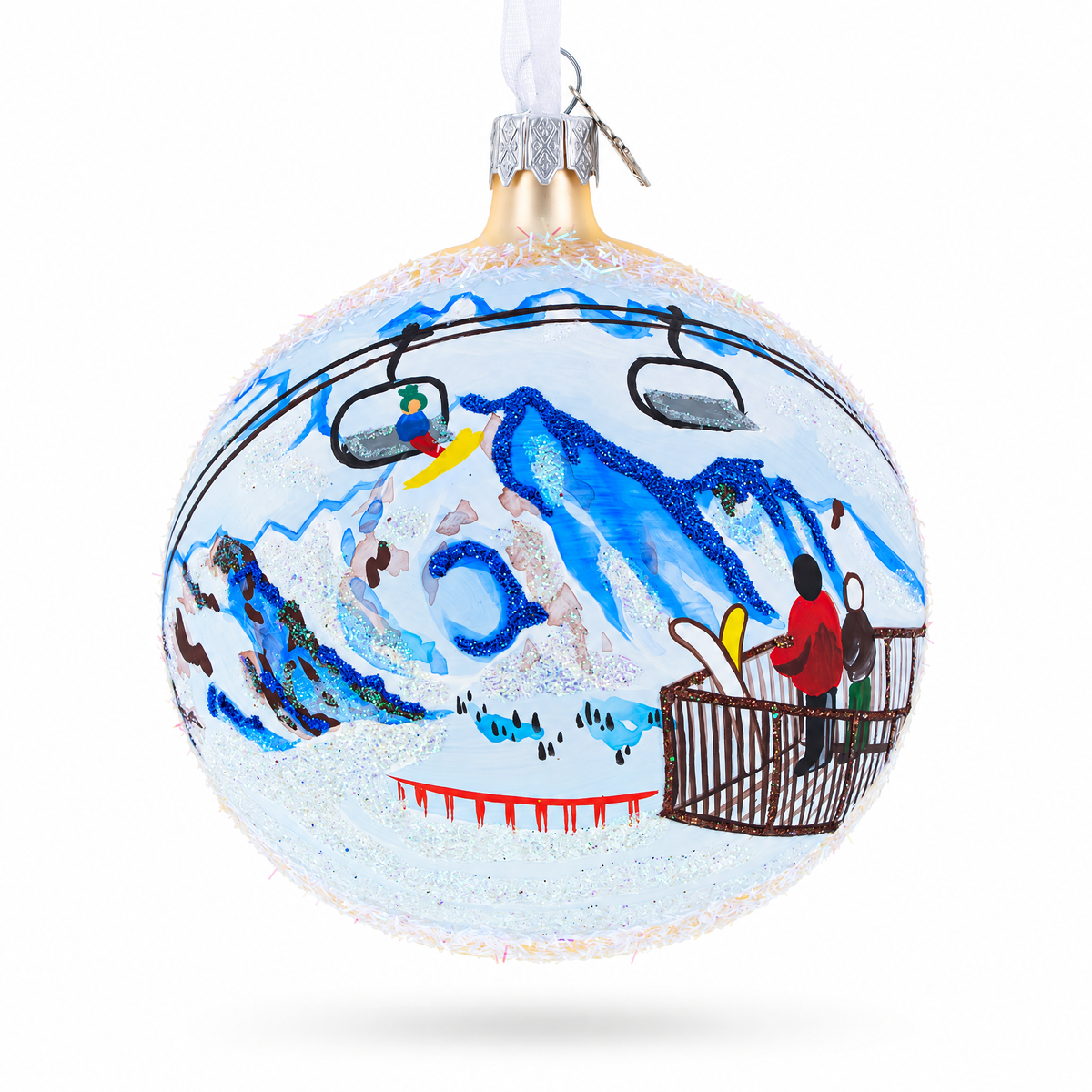 Verbier Ski Resort, Switzerland Glass Ball Christmas Ornament