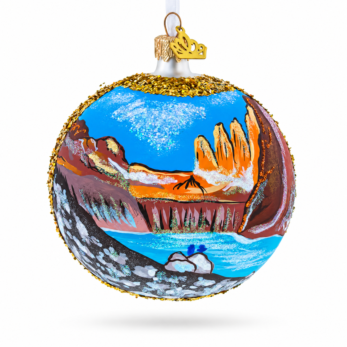 Torres del Paine National Park, Chile Glass Christmas Ornament