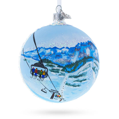 Les Portes du Soleil Ski Resort, Switzerland and France Glass Christmas Ornament