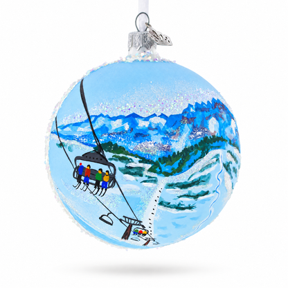 Les Portes du Soleil Ski Resort, Switzerland and France Glass Christmas Ornament