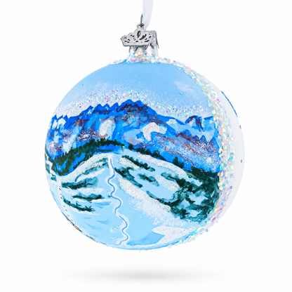 Les Portes du Soleil Ski Resort, Switzerland and France Glass Christmas Ornament