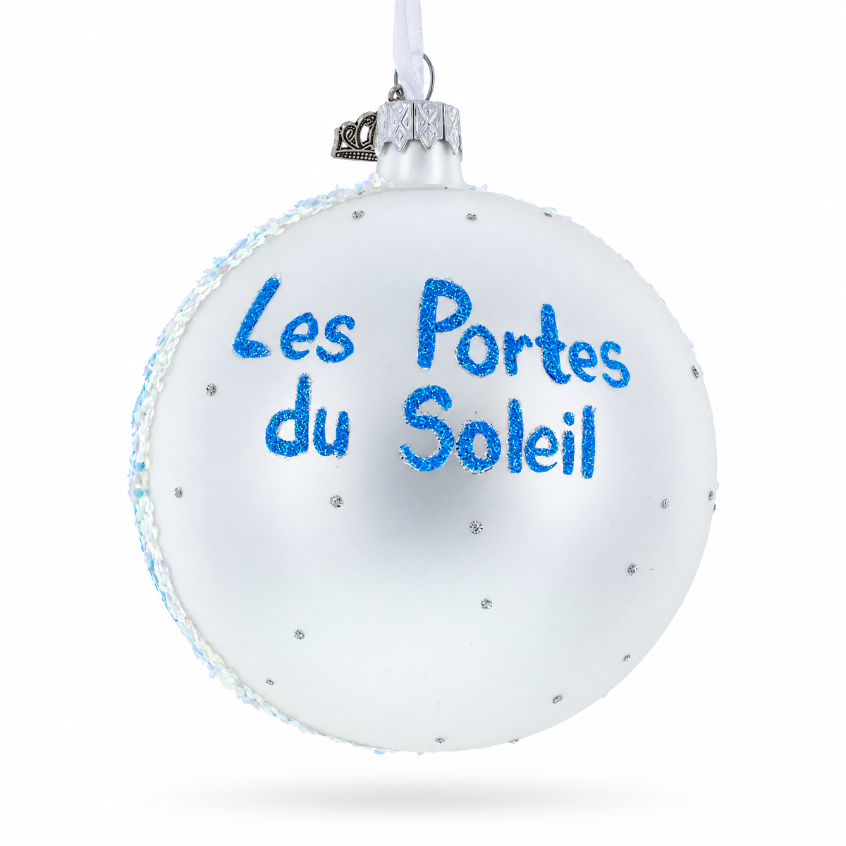 Les Portes du Soleil Ski Resort, Switzerland and France Glass Christmas Ornament