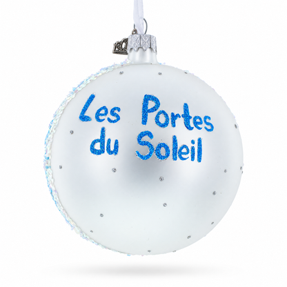 Les Portes du Soleil Ski Resort, Switzerland and France Glass Christmas Ornament