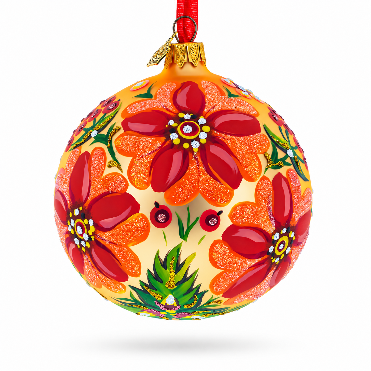 Helenium Flowers Glass Ball Ornament