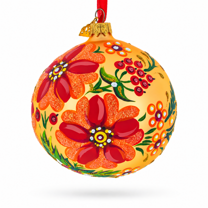 Helenium Flowers Glass Ball Ornament