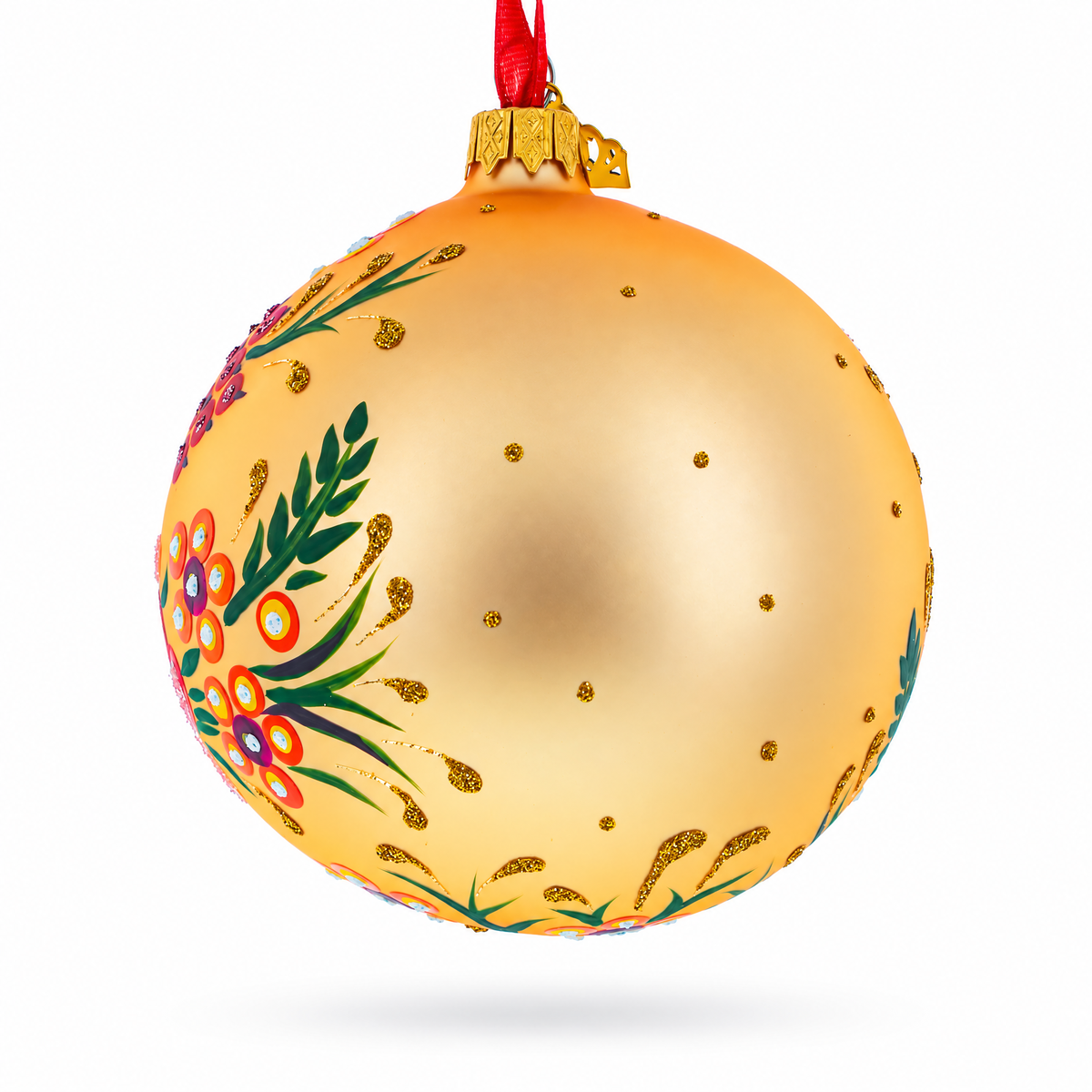 Helenium Flowers Glass Ball Ornament