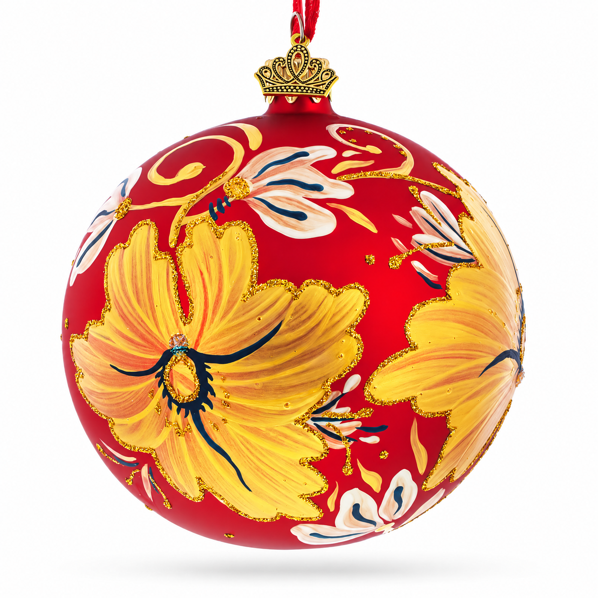 Golden Lilies Glass Ball Ornament