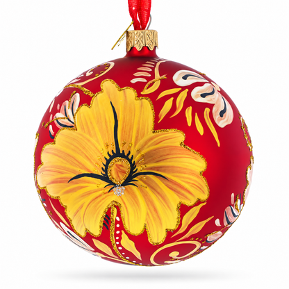 Golden Lilies Glass Ball Ornament