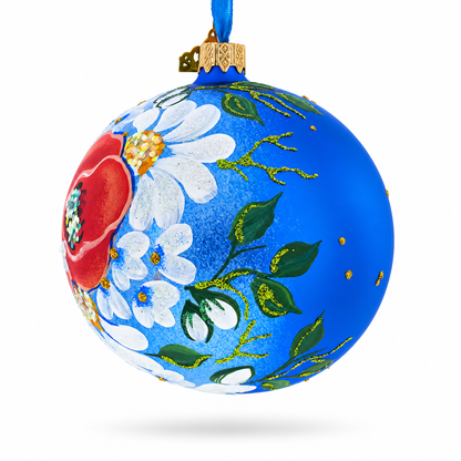 Poppies and Chamomiles Glass Ball Ornament