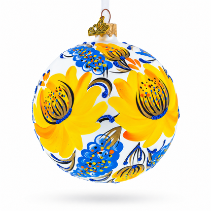 Yellow Adonis Flowers Glass Ball Ornament