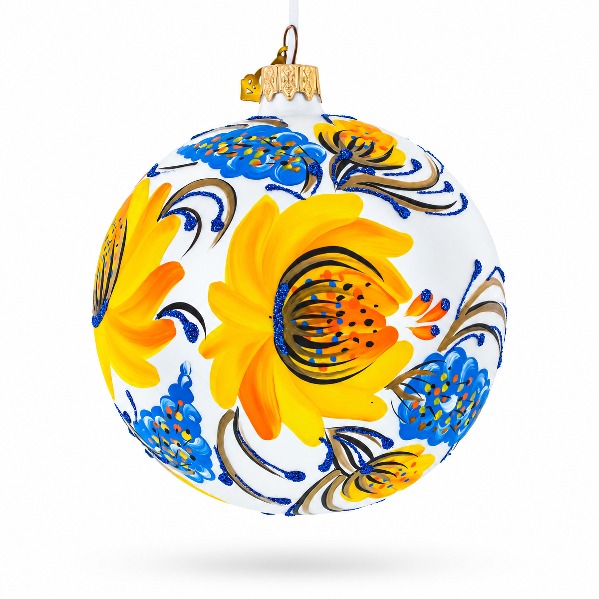 Yellow Adonis Flowers Glass Ball Ornament