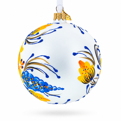 Yellow Adonis Flowers Glass Ball Ornament