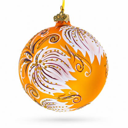 White Adonis Flowers Glass Ball Ornament