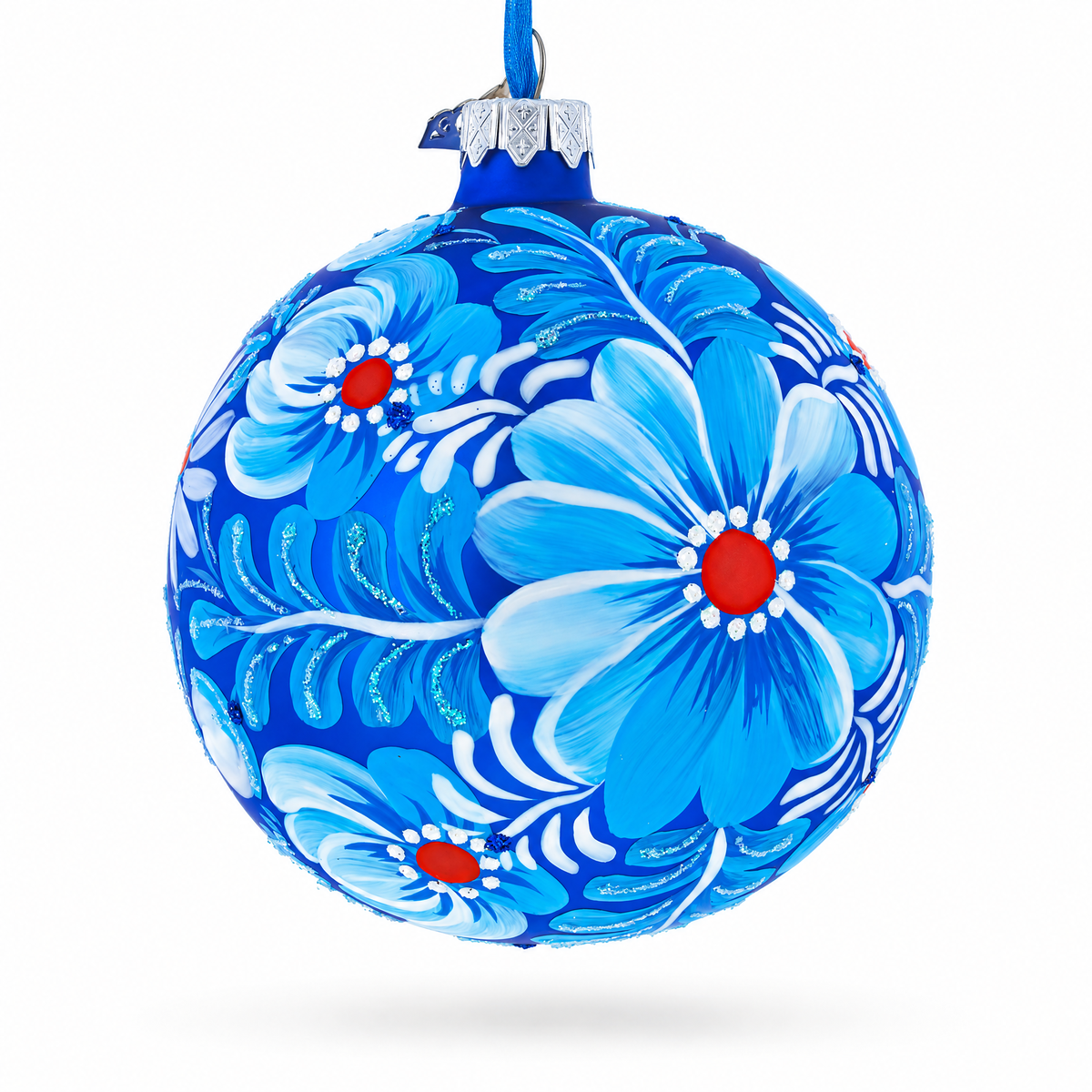 Aster Flowers Glass Ball Ornament