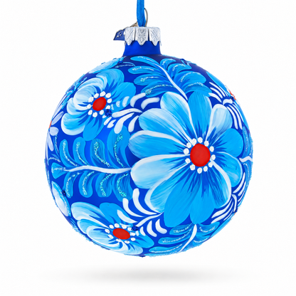 Aster Flowers Glass Ball Ornament