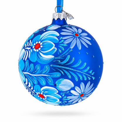 Aster Flowers Glass Ball Ornament