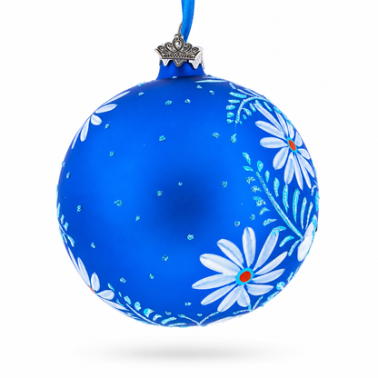 Aster Flowers Glass Ball Ornament