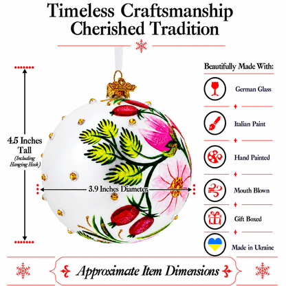 Irises and Cosmeya Flowers Glass Ball Ornament