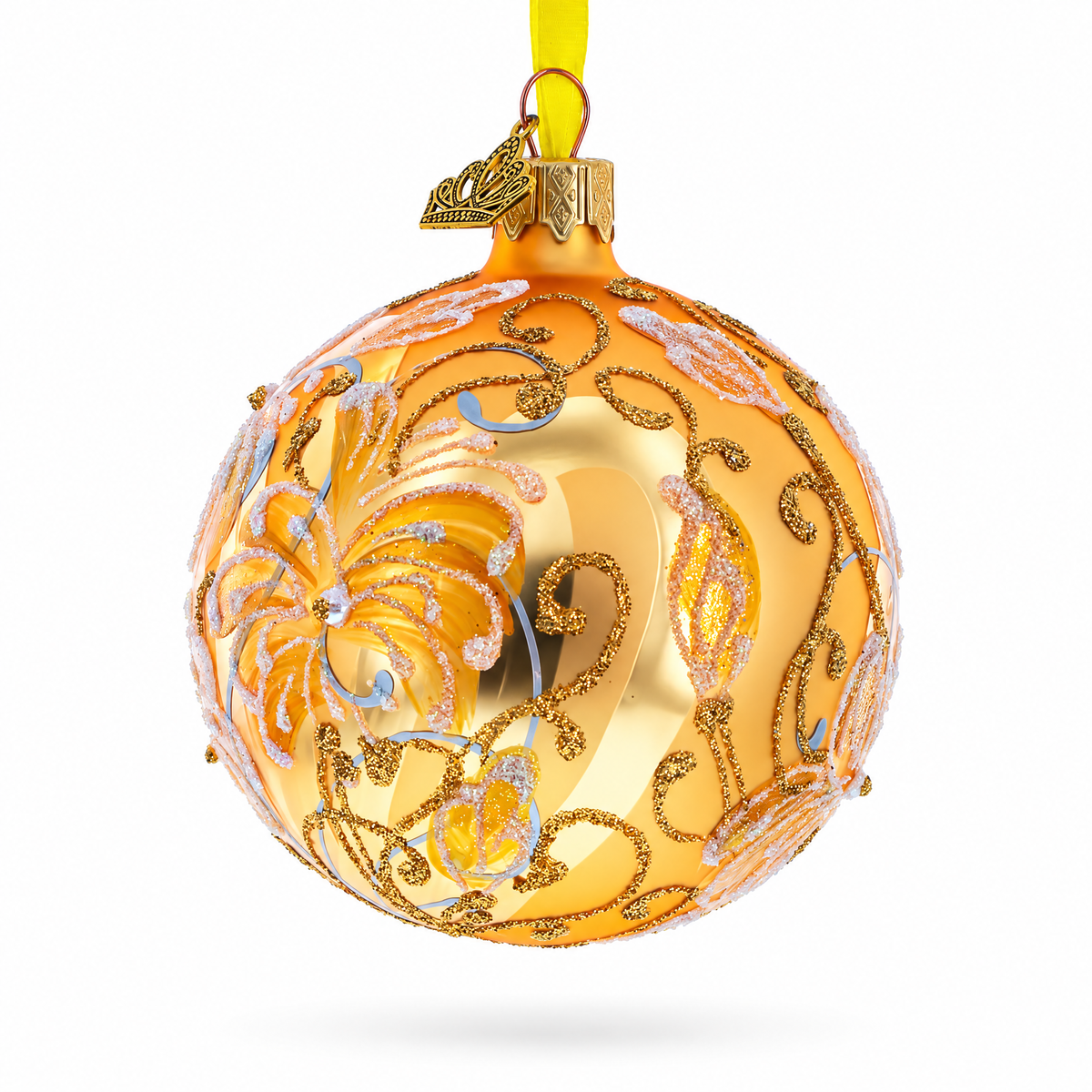 White Lilies Glass Ball Ornament
