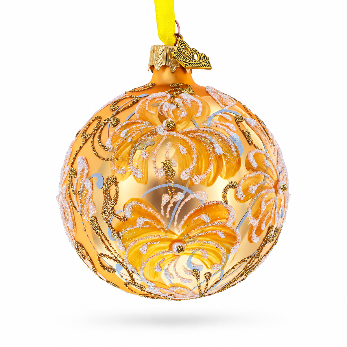 White Lilies Glass Ball Ornament