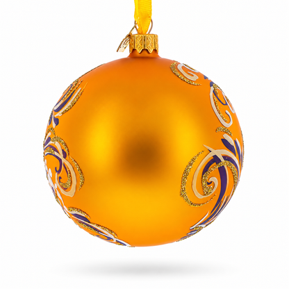 Gerbera Flowers on Gold Glass Ball Ornament