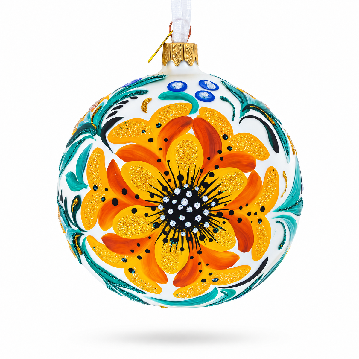 Heliopsis Flowers Glass Ball Ornament