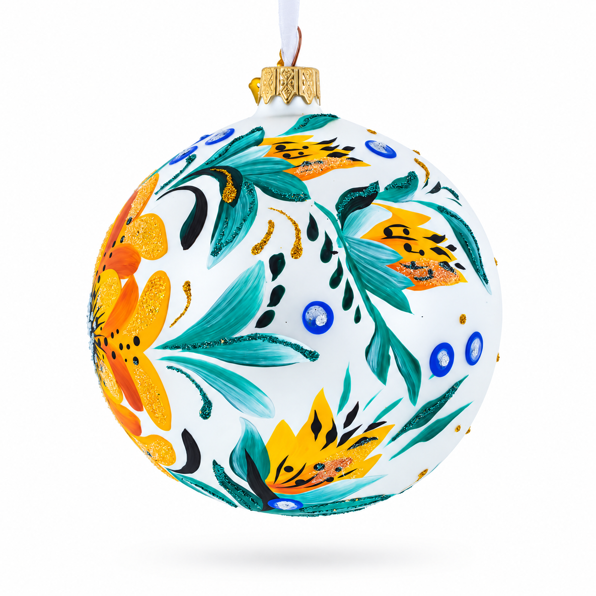 Heliopsis Flowers Glass Ball Ornament