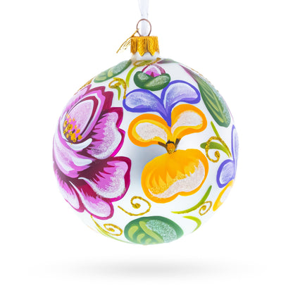 Roses Glass Ball Christmas Ornament 4 Inches