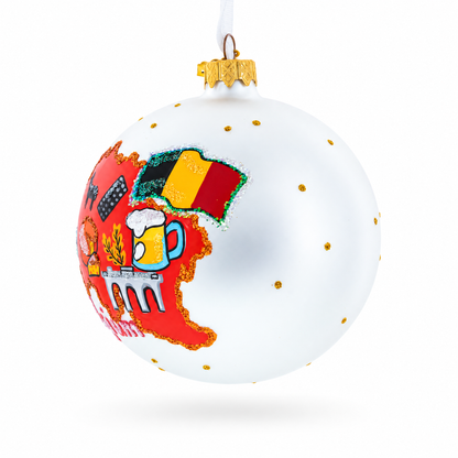 Belgium Landmarks and Symbols Glass Ball Christmas Ornament 4 Inches