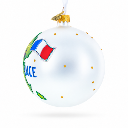 France Landmarks and Symbols Glass Ball Christmas Ornament 4 Inches