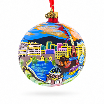 Las Vegas Skyline, Nevada Glass Ball Christmas Ornament 4 Inches