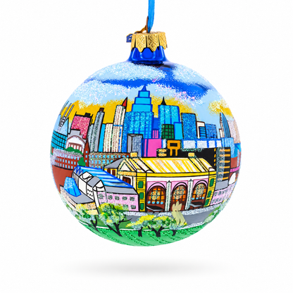 Downtown of Kansas City, Missouri Glass Ball Christmas Ornament 4 Inches