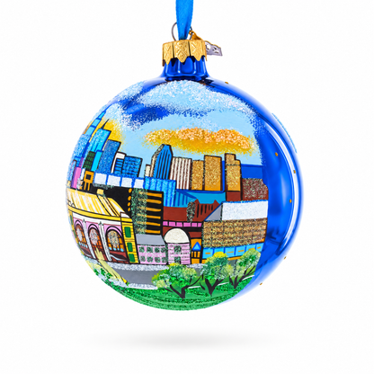 Downtown of Kansas City, Missouri Glass Ball Christmas Ornament 4 Inches