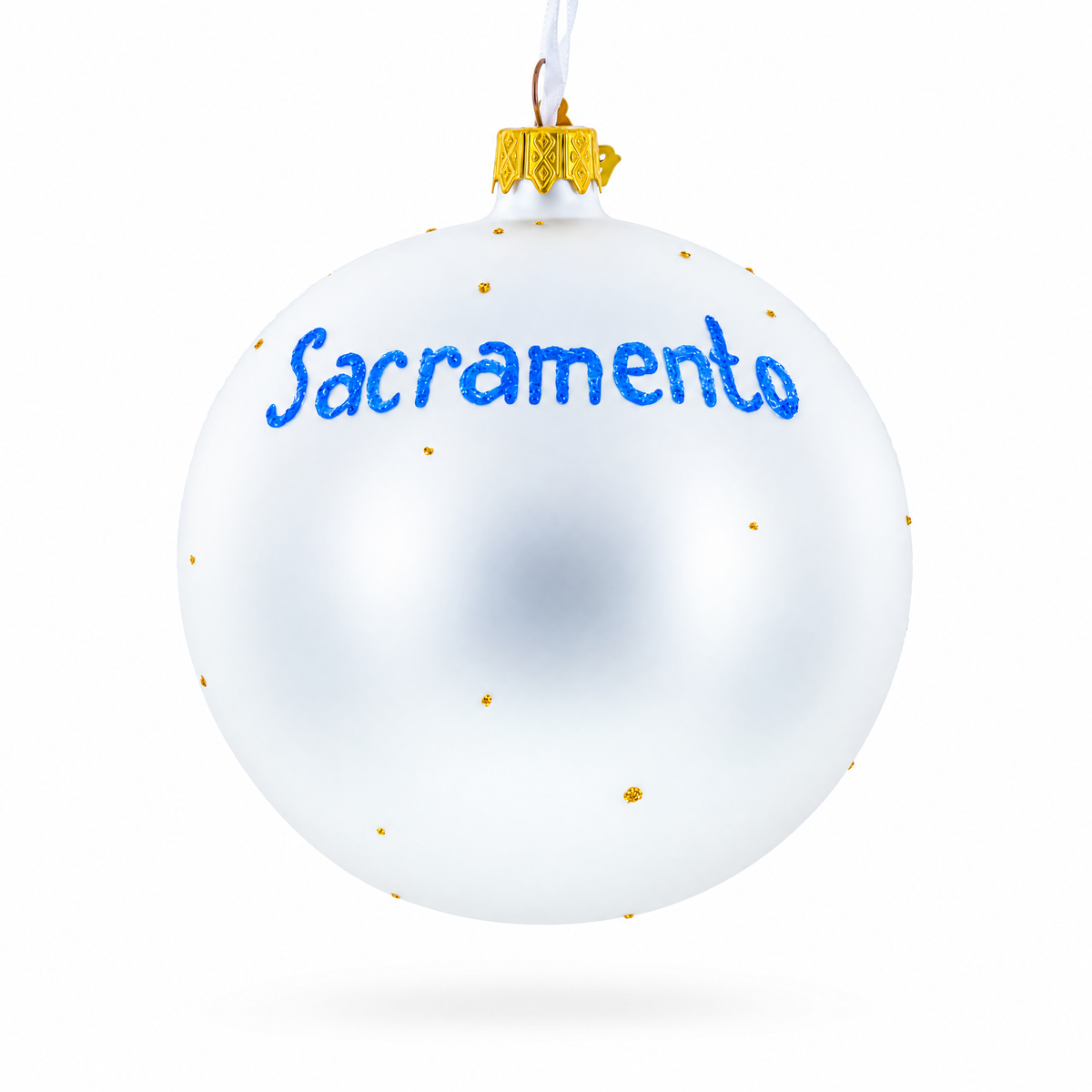 Skyline of Sacramento, California Glass Ball Christmas Ornament 4 Inches