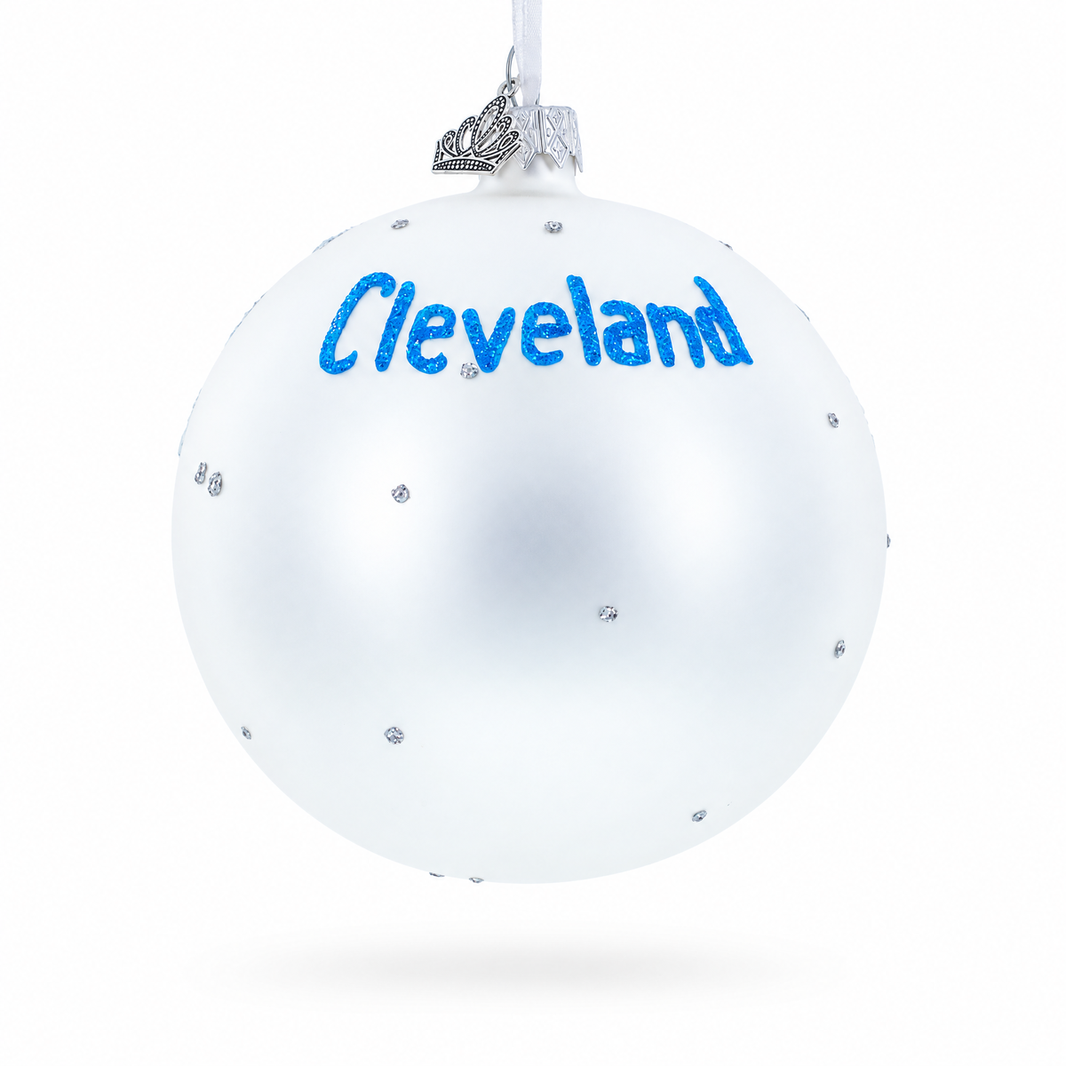 Cityscape of Cleveland, Ohio Glass Ball Christmas Ornament