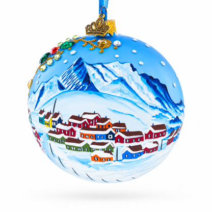 Greenland's Northern Lights Glass Ball Christmas Ornament