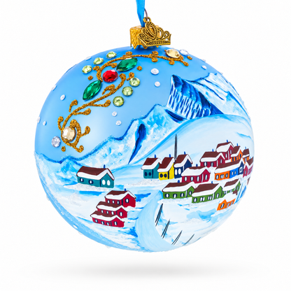 Greenland's Northern Lights Glass Ball Christmas Ornament