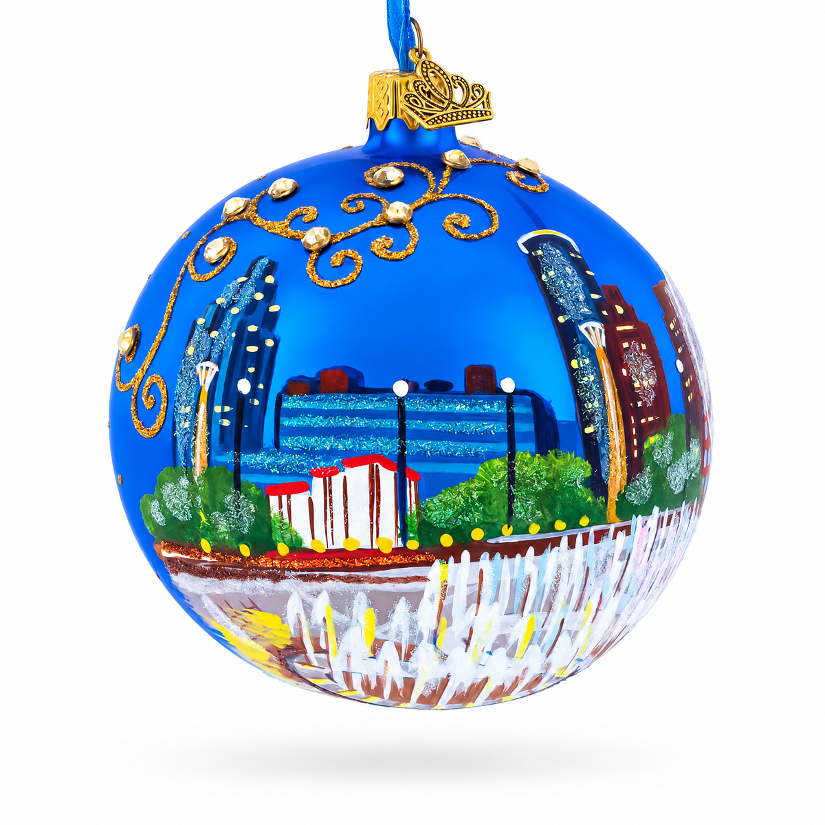 Atlanta, Georgia Jeweled Glass Ball Christmas Ornament 4 Inches