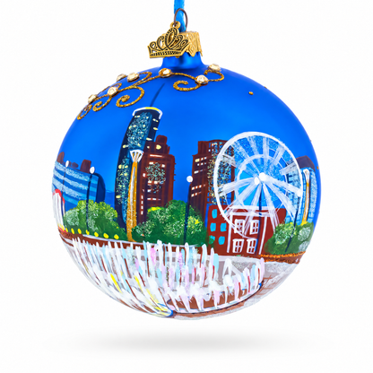 Atlanta, Georgia Jeweled Glass Ball Christmas Ornament 4 Inches