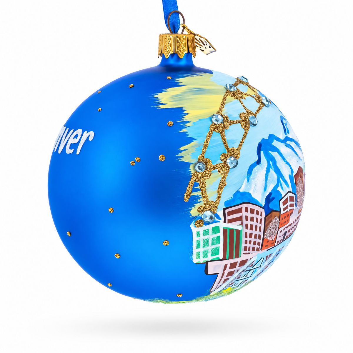 Denver, Colorado Jeweled Glass Ball Christmas Ornament 4 Inches
