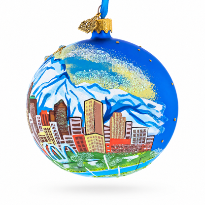 Denver, Colorado Jeweled Glass Ball Christmas Ornament 4 Inches