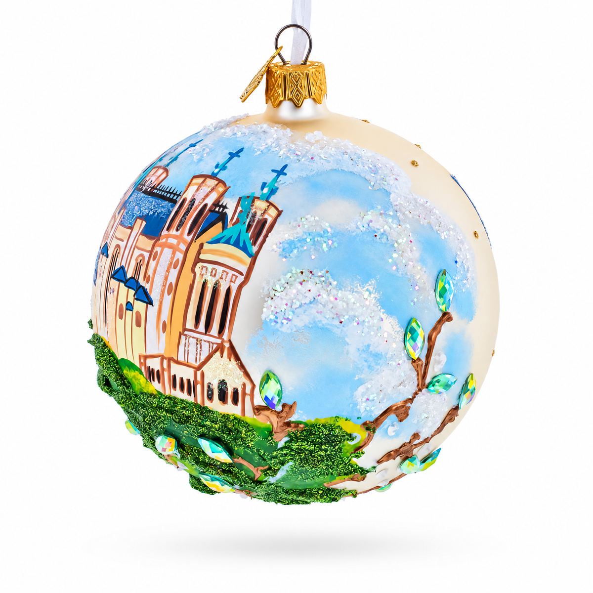 Basilica of Notre Dame of Fourviere, Lyon, France Glass Ball Christmas Ornament